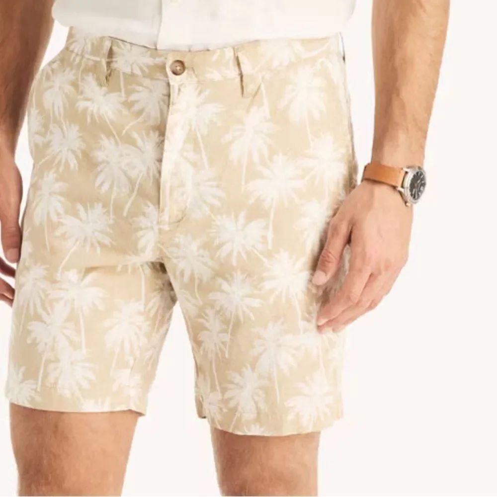 NAUTICA 8.5" Printed Linen Deck Short, Color Woodsage, Size 42, NWT
